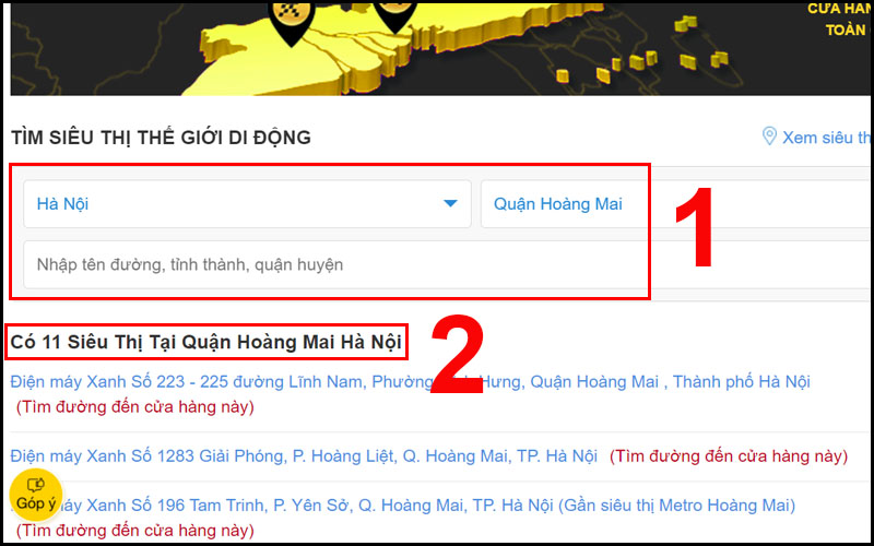 Cách tìm vị trí cửa hàng Thế Giới Di Động gần với bạn nhất
